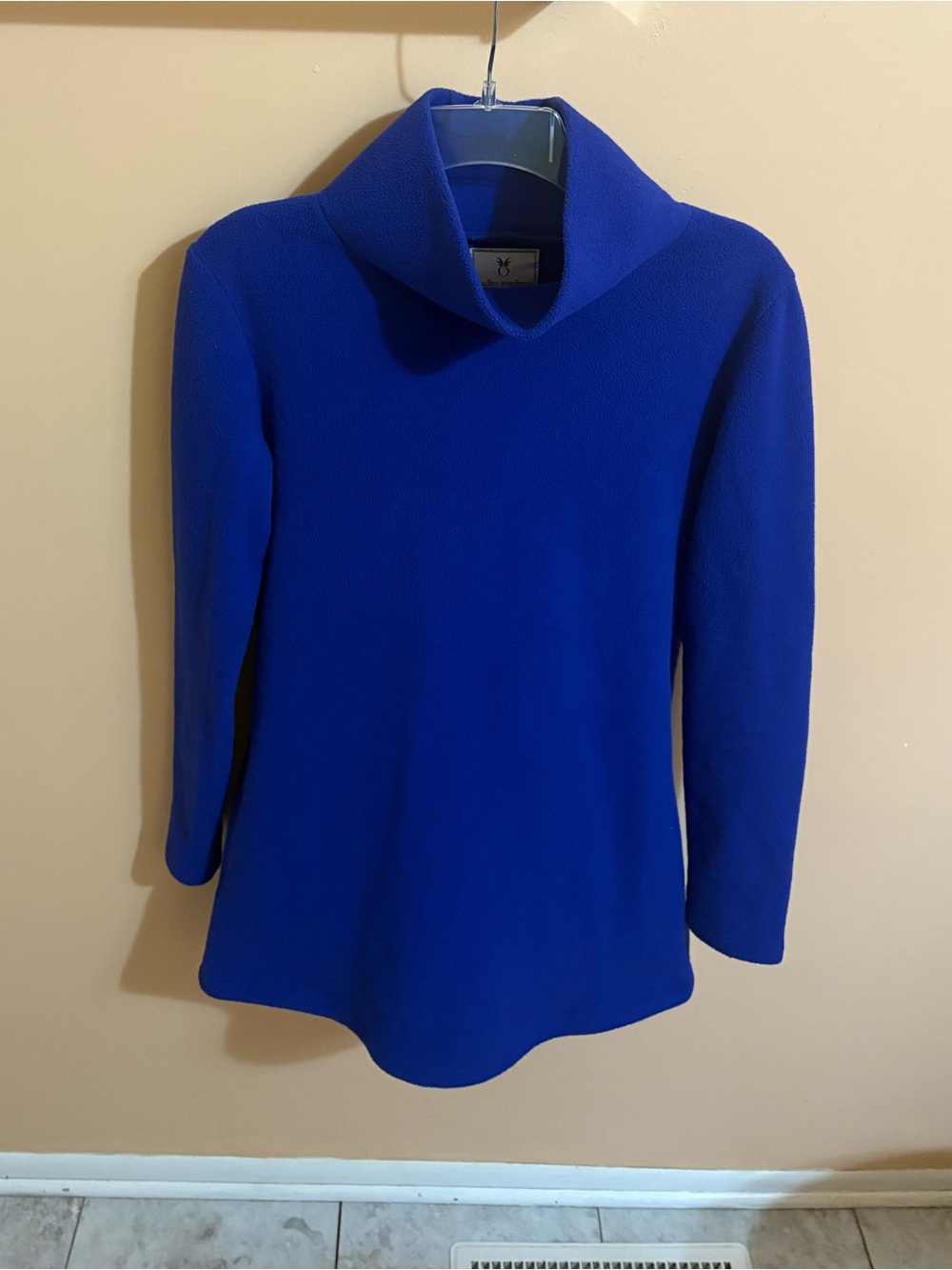 Dudley Stephens Blue Fleece Turtleneck Sweater